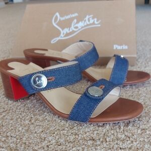 Christian Louboutin Denim and Brown Heels